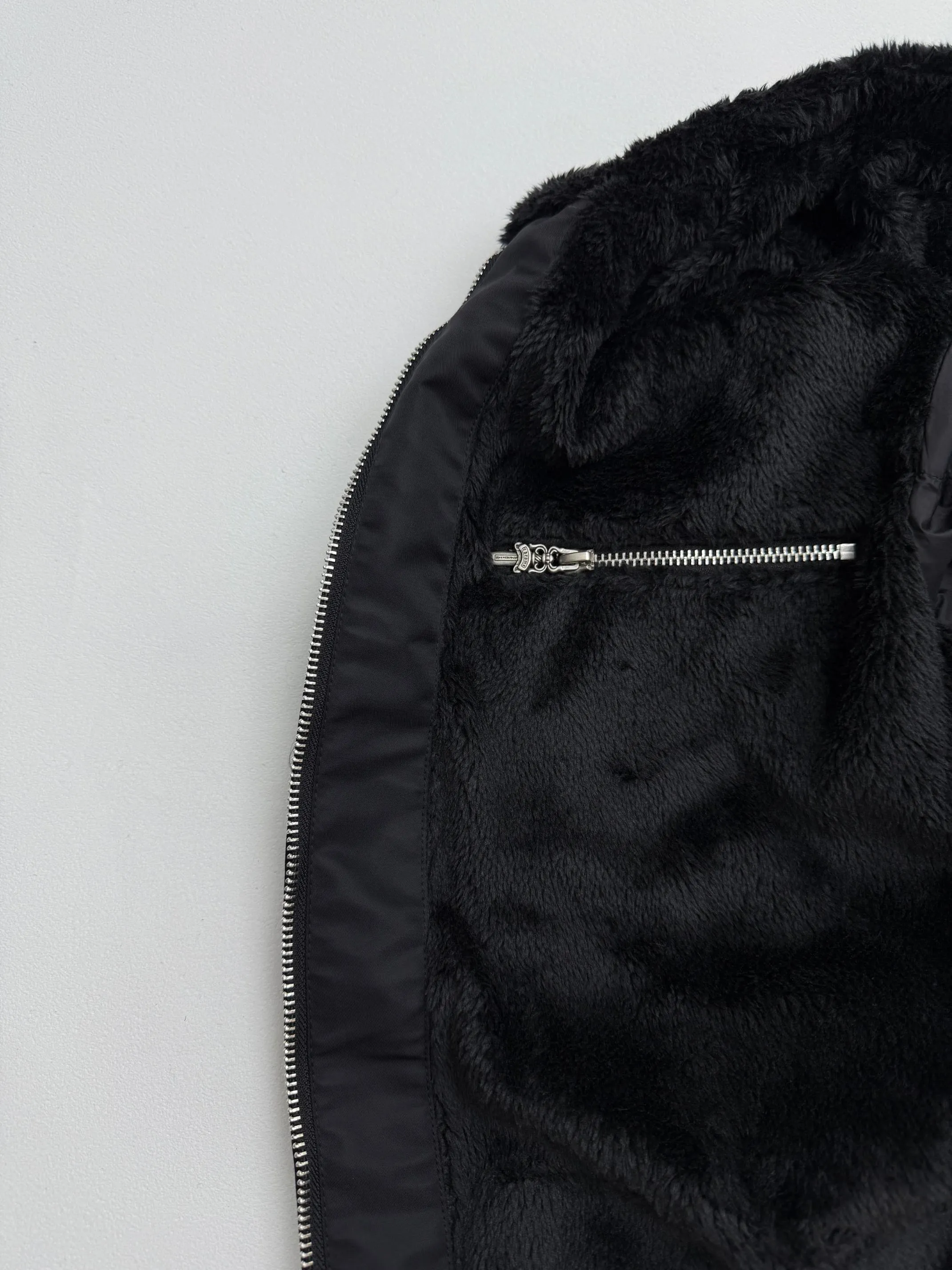 P730 Chrome Hearts Chrome Hearts embroidered leather and velvet jacket S/M/L/XL